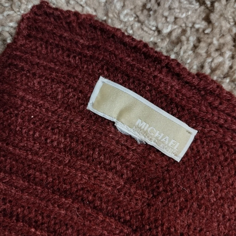 Michael Kors Burgundy Studded Knit Scarf
